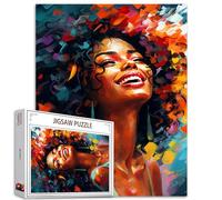 Tucocoo Afro Woman Jigsaw Puzzles for Adults 1000 Pieces, Urban Style Sweet Black Girl Abstract Art Jigsaw Puzzle Colorful DIY Puzzles for Home Decoration Gifts, Family Puzzle Perfect for Game Nights