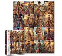 Tucocoo America Africa Black Girl Jigsaw Puzzles for Adults 1000 Pieces, Queen Wildlife Animals Savanna Art Puzzle Collage Colorful DIY Puzzles for Home Decoration, Challenging Puzzle for Family Game