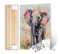 Tucocoo Baby Elephant Paint by Numbers Kits with Brushes and Acrylic Pigment on Canvas Painting for Adults, Cute Animal Blowing Bubbles Colorful Picture for Home Decor Gifts 16''x20'' (DIY Framed)