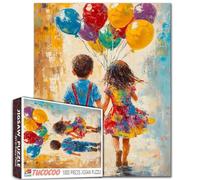 Tucocoo Banksy Little Girl and Boy Jigsaw Puzzle 1000 Pieces Graffiti Colorful Balloon Street Art Puzzles for Adults, DIY Crafts 1000 Piece Puzzle for Challenging Family Games Home Decor Gifts