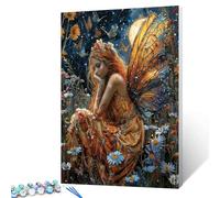 Tucocoo Butterfly Fairy Paint by Number for Adults, Flowers Easy DIY Oil Painting Kits on Canvas with Brushes and Acrylic Pigment, Fantasy Woman Huge Wings Picture for Home Decor 16x20inch Frameless