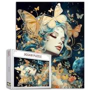 Tucocoo Butterfly Woman Jigsaw Puzzle 1000 Pieces Puzzles for Adults, Fantasy Moon Stars Creative Style Jigsaw Puzzles for Challenging Family Activity Games Colorful DIY Puzzle for Home Decor Gifts