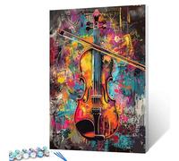 Tucocoo Color Piano Paint by Number for Adults Beginners，Graffiti Style DIY Painting by Numbers Kits for Adults Canvas Music Party Canvas Prints Artwork Arts Crafts Home Decor 16x20 inch (DIY Framed)