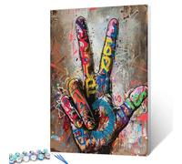 Tucocoo Colorful Doodle Hand Two Fingers Painting by Numbers for Adults Wall Art Home Decor for Living Room 16Inch X 20Inch