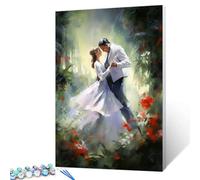 Tucocoo Dancing Lover Paint by Numbers Kits 16x20 inch Canvas DIY Oil Painting for Adults with Brushes and Acrylic Pigment - Romantic Couple Abstract Garden Picture for Home Decor (Without Frame)