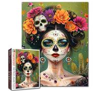 Tucocoo Day of The Dead Female Jigsaw Puzzles for Adults 1000 Pieces, Flowers Skull Girl Portrait Art Puzzle Colorful DIY Craft Puzzles for Home Decoration Gift, Family Puzzle Perfect for Game Nights