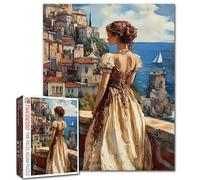 Tucocoo Elegant Woman Jigsaw Puzzle 1000 Pieces Puzzles for Adults, Ancient European Cities Scenery Art Puzzles for Challenging Family Activity Games DIY Crafts Impossible Puzzle for Home Decor Gifts