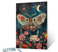 Tucocoo Floral Moth Paint by Numbers Kits 16x20 inch Canvas, Easy DIY Oil Painting for Adults with Brushes and Acrylic Pigment, Colorful Abstract Wild Flowers Picture for Home Decor (Without Frame)