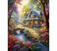 Tucocoo Flowers House Paint by Numbers Kits with Brushes and Acrylic Pigment on Canvas Painting for Adults Stream Forest Landscapes Picture Arts Crafts for Home Wall Decor Gift 16''x20'' (DIY Framed)