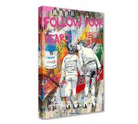 Tucocoo Follow Your Heart Graffiti Wall Art Abstract Street Art Canvas Paintings Colorful Banksy Pop Pictures Modern Artwork Home Decor for Living Room Bedroom Framed Ready to Hang 24x36inch x1Piece