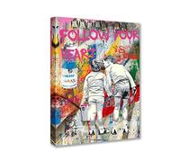 Tucocoo Follow Your Heart Graffiti Wall Art Abstract Street Art Canvas Paintings Colorful Banksy Pop Pictures Modern Artwork Home Decor for Living Room Bedroom Framed Ready to Hang 12x16inch x1Piece