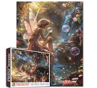 Tucocoo Forest Fairy Jigsaw Puzzle，Sunshine Waterfall Scenery 1000 Pieces Jigsaw Puzzles for Adults，27 x 20 Inches Puzzles ，HD Quality Fairy with Wing Puzzle Gift，Family Activity for Game Night