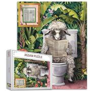 Tucocoo Funny Sheep on Toilet Jigsaw Puzzles for Adults 1000 Piece, Cute Animal Reading Newspapers Art DIY Crafts Puzzles for Home Decoration Gifts, Family Challenging Puzzle Perfect for Game Nights