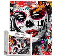 Tucocoo Girl Portrait Jigsaw Puzzles for Adults 1000 Pieces, Graffiti Fashion Skeleton Woman Art Jigsaw Puzzle Colorful DIY Puzzles for Home Decoration Gifts, Family Puzzle Perfect for Game Nights