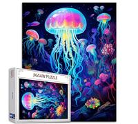 Tucocoo Glowing Jellyfish Jigsaw Puzzles for Adults 1000 Pieces, Marine Animal Art Jigsaw Puzzle Colorful DIY Craft Puzzles for Home Decoration, Family Puzzle Perfect for Game Nights 27 x 20 inch