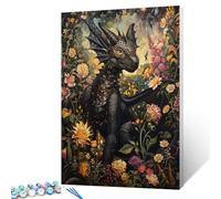 Tucocoo Gothic Dragon Paint by Numbers Kits with Brushes and Acrylic Pigment on Canvas Painting for Adults, Magical Garden Whimsical Creatures Picture for Home Wall Decor Gifts 16''x20'' (DIY Framed)