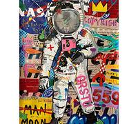 Tucocoo Graffiti Paint by Number for Adults, Abstract Astronaut DIY Oil Painting Kits on Canvas with Brushes and Acrylic Pigment Street Pop Colorful Picture for Home Wall Decor 16x20inch (Frameless)