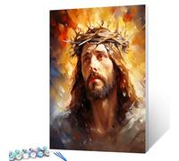 Tucocoo Holy Jesus Portrait Paint by Numbers Kits with Brushes and Acrylic Pigment on Canvas Painting for Adults, Jesus Christ Crown of Thorns Picture for Home Wall Decor 16''x20'' (DIY Framed)