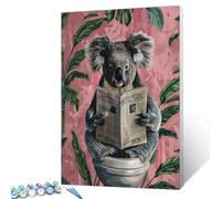 Tucocoo Koala Reading Newspapers Paint by Number for Adults, DIY Oil Painting Kits on Canvas with Brushes and Acrylic Pigment, Funny Animals on Toilet Picture for Home Decor 16x20 inch (Frameless)
