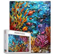 Tucocoo Ocean Coral Fish Jigsaw Puzzles for Adults 1000 Pieces, Underwater World Stained Glass Art Jigsaw Puzzle Colorful DIY Craft Puzzles for Home Decoration, Family Puzzle Perfect for Game Nights