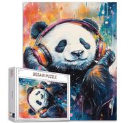 Tucocoo Panda Listening to Music 1000 Piece Puzzle for Adults Cute Animals Jigsaw Puzzle Arts Difficult Jigsaw Puzzle for Adults Challenging Puzzle Perfect for Game Nights Home Decor