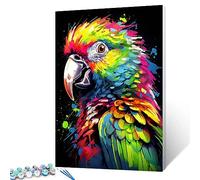 Tucocoo Parrot Portrait Paint by Numbers Kits with Brushes and Acrylic Pigment on Canvas Painting for Adults, Graffiti Colorful Animal Picture for Home Wall Decor Gifts 16''x20'' (DIY Framed)