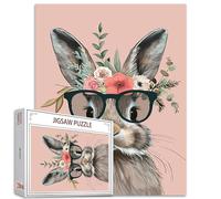 Tucocoo Rabbit Jigsaw Puzzle 1000 Pieces Puzzles for Adults, Cute Bunny Sunglasses Flowers Art Jigsaw Puzzles for Challenging Family Activity Games Colorful DIY Handwork Puzzle for Home Decor Gifts