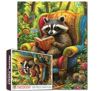 Tucocoo Raccoon Puzzles, 1000 Pieces, Forest Flowers, Adult Puzzle Animal Sitting in Chair, Art Puzzles for Challenging Family Activity Game, Colourful DIY Crafts, Puzzle,