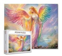 Tucocoo Rainbow Angel Jigsaw Puzzle 1000 Pieces Puzzles for Adults, Magical Wings Elegant Woman Art Puzzles for Challenging Family Activity Games Colorful DIY Craft Puzzle for Home Wall Decor Gifts