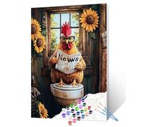 Tucocoo Rooster Paint by Numbers for Adults Beginner, Funny Farmhouse Wall Art DIY Kit - 16x20 Inch Acrylic Paint and Brushes on Canvas, Chicken Number Painting Set, Animal Paint by Number (No Frame)