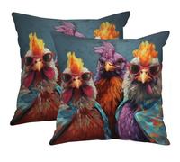 Tucocoo Rustic Chickens Throw Pillow Covers Decorative 18x18 inch Set of 2 Funny Farm Animals Pillow Cases Modern Square Pillowcases Cool Rooster Cushion Case for Sofa Bed Car Living Room Decoration
