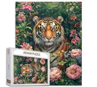 Tucocoo Tiger Floral Jigsaw Puzzles for Adults 1000 Pieces, Natural Wild Flowers Animal Art Jigsaw Puzzle 27 x 20 inch Colorful DIY Puzzles for Home Decoration, Family Puzzle Perfect for Game Nights