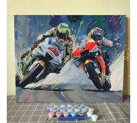 Tucocoo Two Professional Racing Drivers Paint by Number for Adults, DIY Motorcycle Racing Painting by Numbers for Kids 16x20 inch Bansky Painting Craft On Canvas Home Decor(Without Frame)