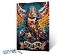 Tucocoo Vikings Vintage Paint by Numbers Kits with Brushes and Acrylic Pigment on Canvas Painting for Adults, Medieval Warrior Graffiti Men Picture for Home Wall Decor Gifts 16''x20'' (DIY Framed)