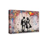 Tucocoo Wall Pictures for Bedroom Banksy Couple Love Paintings 1 Panel Canvas Street Pop Art Graffiti Contemporary Artwork Home Decor for Living Room Framed Ready to Hang Posters and Prints 16x24inch
