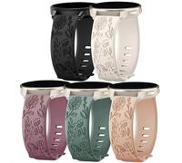 TUCOMO 5 Pack Floral Engraved 18mm Watch Bands Compatible with Garmin Venu 3S /2S / Venu 4 41mm /Vivoactive 4S /Vivomove 3S, Soft Silicone Sport Straps for Garmin Forerunner 255s/265S Women