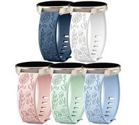 TUCOMO 5 Pack Floral Engraved 18mm Watch Bands Compatible with Garmin Venu 3S /2S / Venu 4 41mm /Vivoactive 4S /Vivomove 3S, Soft Silicone Sport Straps for Garmin Forerunner 255s/265S Women