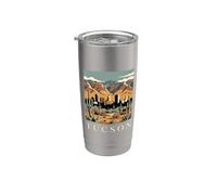 Tucson Arizona Skyline Desert Mountains Retro City Art Stainless Steel Insulated Tumbler