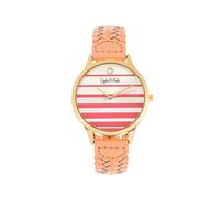 Tucson Leather-Band Watch with Swarovski Crystals Sophie and Freda Coral One Size