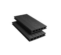 Tuda Grass Direct | 3.6m Composite Decking Boards WPC - Deep Embossed Woodgrain Effect | 9 Colours | Fixings & L-Shaped Edging Trims Included | (27 sqm | 50 Boards, Black)