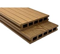 Tuda Grass Direct | 3.6m Composite WPC Decking Boards - Deep Embossed Woodgrain Plastic Boards | 8 Colours | All Fixings & Edgings Included | (29 sqm | 54 Boards, Teak Brown)