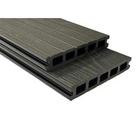 Tuda Grass Direct | 4.8m Composite Decking Boards WPC - Deep Embossed Woodgrain Effect | 8 Colours | Fixings & L-Shaped Edging Trims Included| (14 sqm | 20 Boards, Black)