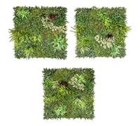 Tuda Grass Direct Artificial Living Green Wall Panels Decoration for Indoor & Outdoor Realistic Plants - 1m x 1m - Enchanted Eden - Pack of 3
