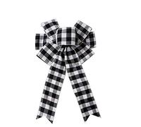 TUDACVTE Black White Buffalo Plaid Bow Christmas Wreath Bow Holiday Christmas Bows for Christmas Tree Topper Bow Front Door Wreath Christmas Decorations
