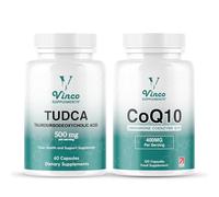 TUDCA Bile Salts + CoQ10 Bundle | (60 Capsules) + (120 Capsules) | Tauroursodeoxycholic Acid & Coenzyme Q10 | Supports Liver Detox, Heart Health, Energy & Antioxidant | Non-GMO, Gluten Free - Made in