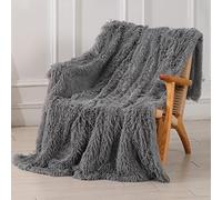 Tuddrom Decorative Extra Soft Faux Fur Throw Blanket 50"x60",Solid Lightweight Fuzzy Reversible Long Hair Shaggy Blanket,Fluffy Cozy Plush Mink Fleece Comfy Microfiber Blanket for Couch Sofa Bed, Grey