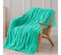 Tuddrom Decorative Extra Soft Faux Fur Throw Blanket 50"x60",Solid Reversible Fuzzy Lightweight Long Hair Shaggy Blanket,Fluffy Cozy Plush Fleece Comfy Microfiber Blanket for Couch Sofa Bed,Teal Blue