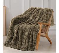 Tuddrom Decorative Extra Soft Faux Fur Throw Blanket 70"x78",Solid Reversible Fuzzy Lightweight Long Hair Shaggy Blanket,Fluffy Cozy Plush Fleece Comfy Microfiber Blanket for Couch Sofa Bed,Brown