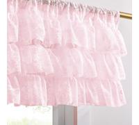 TUDECO Pink Lace Valance Curtain, 52x18 Inch