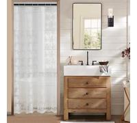 TUDECO White Stall Size Shower Curtain - Country Lace Shower Curtain 36 x 72 Inch with Attach Valance, Luxury Floral Small RV Narrow Shower Curtain for Bathroom Half Size 36 x 72 Inch